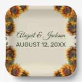 ひまわり結婚の森の緑素朴 ペーパープレート (正面)