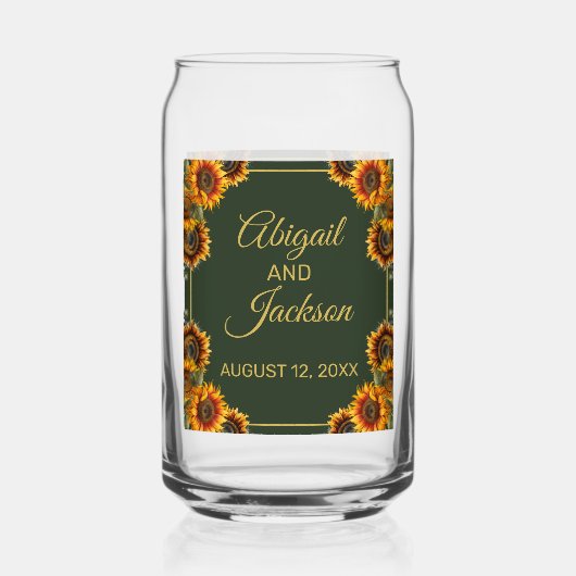 ひまわり結婚の森グリーン&金ゴールド ガラス缶 (裏面)