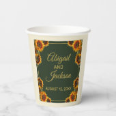 ひまわり結婚の森グリーン&金ゴールド 紙コップ (裏面)