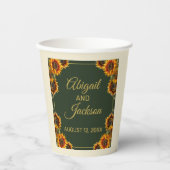 ひまわり結婚の森グリーン&金ゴールド 紙コップ (正面)