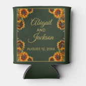 ひまわり結婚の森グリーン&金ゴールド 缶クーラー (正面)