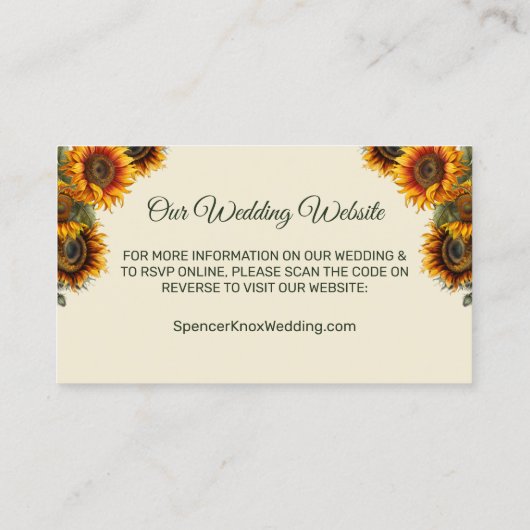 ひまわり結婚の森グリーンQRエンクロージャカード 名刺 (裏面)