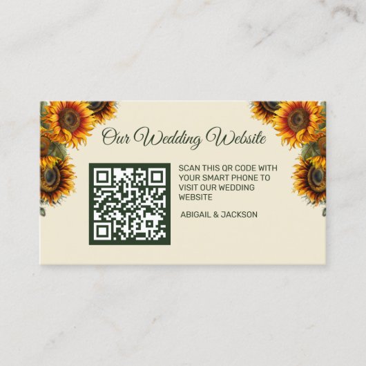 ひまわり結婚の森グリーンQRエンクロージャカード 名刺 (正面)