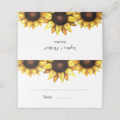 ひまわり結婚の水彩黄白色 プレイスカード (外部開封)