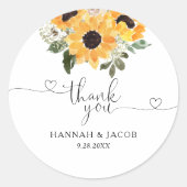 ひまわり結婚の緑に感謝 ラウンドシール (正面)