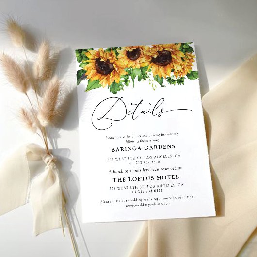 ひまわり結婚の詳細囲いカード エンクロージャーカード