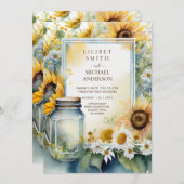 ひまわり結婚の誕生日シャワー退職金 招待状 (正面/裏面)