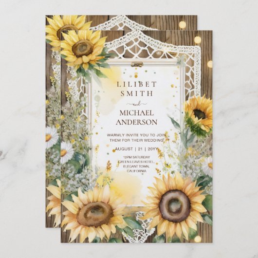 ひまわり結婚の誕生日赤ちゃんシャワー退職 招待状 (正面/裏面)