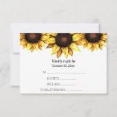 ひまわり結婚の黄色い白フローラ 出欠カード (正面)