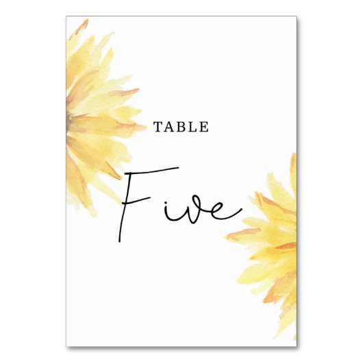 ひまわり結婚の5つのテーブル番号 テーブルナンバー (裏面)