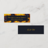 ひまわり結婚の | ネイビー金ゴールドWebサイトウェディングsvp スキニー名刺 (正面/裏面)