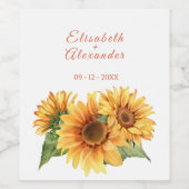 ひまわり結婚の ワインラベル (シングルラベル)