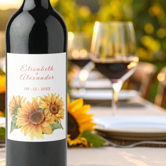 ひまわり結婚の ワインラベル