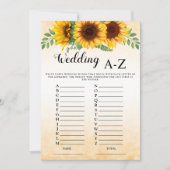 ひまわり結婚のA-Zブライダルシャワーゲーム 招待状 (正面)