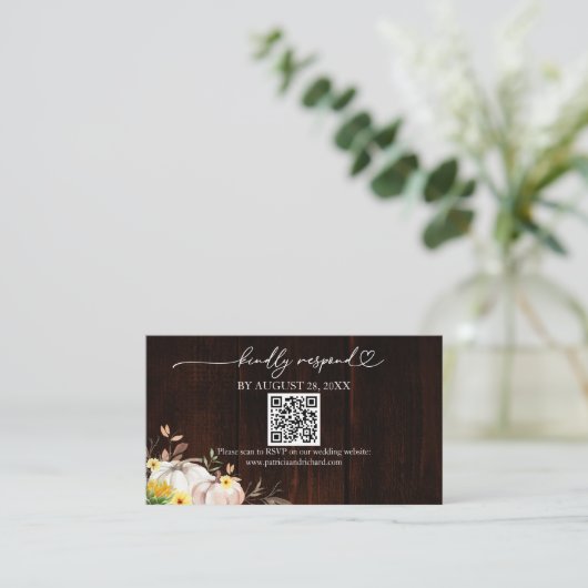 ひまわり結婚のQRオンラインRSVPカード エンクロージャーカード (スタンド正面)