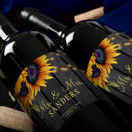 ひまわり結婚は素朴なミセス・パーティー ワインラベル