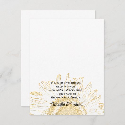 ひまわり結婚グラフィックのチャリティー特典カード (正面/裏面)