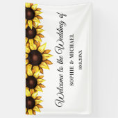 ひまわり結婚フローラホワイトイエローシンプル 横断幕 (縦)