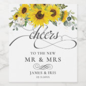 ひまわり結婚フローラ誕生日記念日 ワインラベル (シングルラベル)