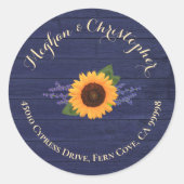 ひまわり結婚差出人住所封筒用シール ラウンドシール (正面)