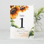 ひまわり結婚式の受付テーブルナンバー1 招待状 (スタンド正面)