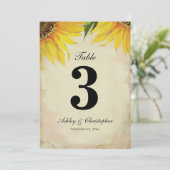 ひまわり結婚式の受付テーブルナンバー3 招待状 (スタンド正面)