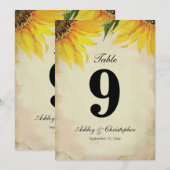 ひまわり結婚式の受付テーブルナンバー9 招待状 (正面/裏面)