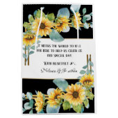 ひまわり結婚式の引き出物またはウェルカム抱き枕/ブラック ミディアムペーパーバッグ (正面)