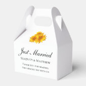 ひまわり結婚式の引き出物イエローフローラたった今結婚しました フェイバーボックス (裏面サイド)