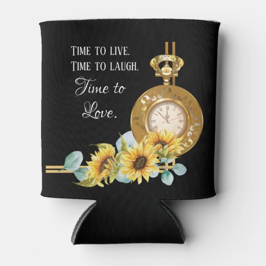 ひまわり結婚式の引き出物クーラーボックス（黒） 缶クーラー (正面)