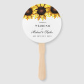 ひまわり結婚式の引き出物ホワイトイエローフローラファン ハンドファン (正面)