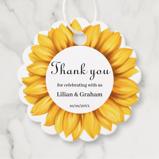 ひまわり結婚式の引き出物ラベル フェイバータグ (正面)