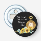 ひまわり結婚式の引き出物（黒）磁石 栓抜き (正面)