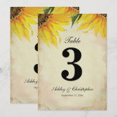 ひまわり結婚式の披露宴テーブルナンバー3 招待状 (正面/裏面)