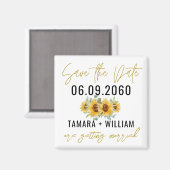 ひまわり結婚式の日付を保存する写真なし マグネット (正面/裏面)