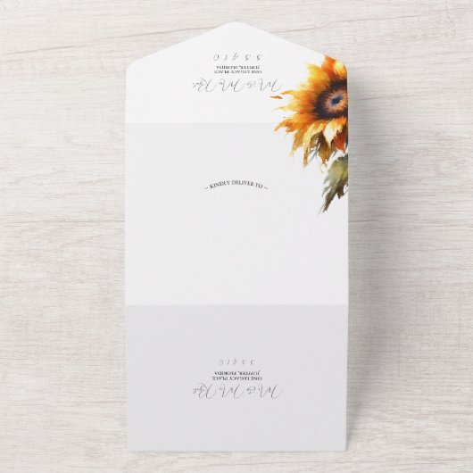 ひまわり結婚式招待状とRSVP オールインワン招待状 (外側)