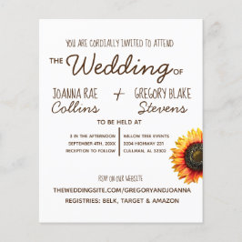 ひまわり結婚式招待状はがきフライヤー チラシ