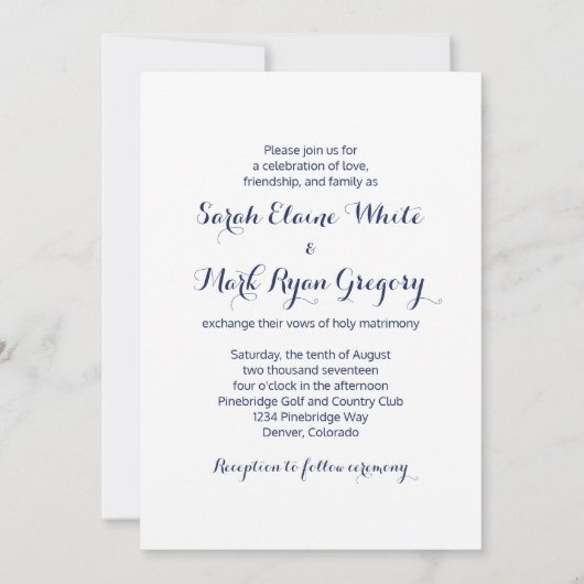 ひまわり結婚式招待状ネイビーブルーイエロー 招待状 (裏面)