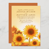 ひまわり結婚式招待状素朴秋 招待状 (正面/裏面)