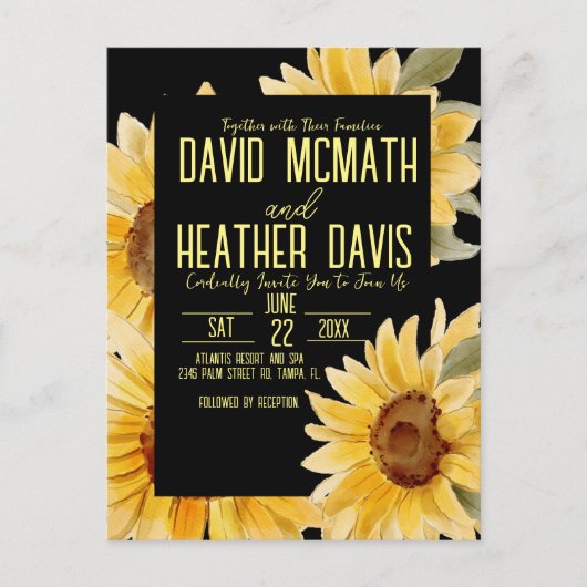 ひまわり結婚式招待状 ポストカード (正面)