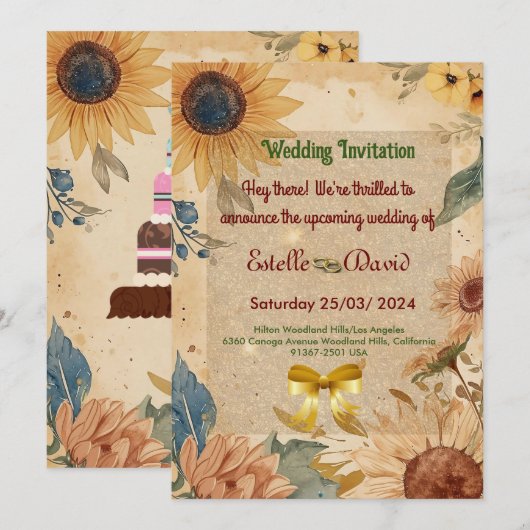 ひまわり結婚式招待状 招待状 (正面/裏面)