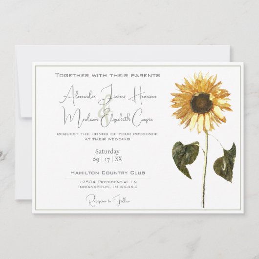 ひまわり結婚式招待状 招待状 (正面)