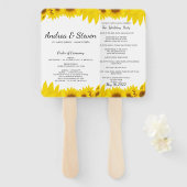 ひまわり結婚式 プログラムファン。Helianthusメニュー ハンドファン (正面&裏面)