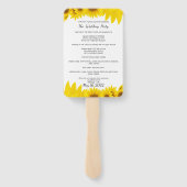 ひまわり結婚式 プログラムファン。Helianthusメニュー ハンドファン (裏面)