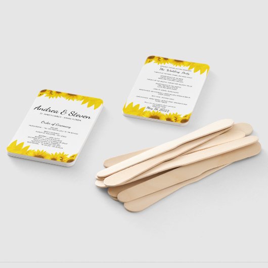 ひまわり結婚式 プログラムファン。Helianthusメニュー ハンドファン (組立なし)