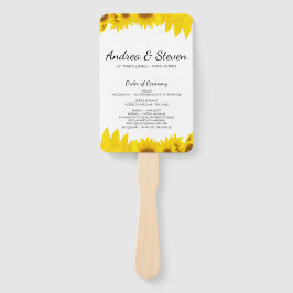 ひまわり結婚式 プログラムファン。Helianthusメニュー ハンドファン