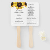 ひまわり結婚式 プログラムホワイトイエローフローラファン ハンドファン (正面&裏面)