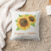 ひまわり結婚水色 クッション (ブランケット)