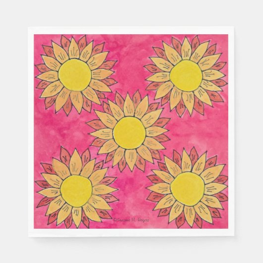 ひまわり絵を描の開花パーティーナプキンス スタンダードランチョンナプキン (正面)