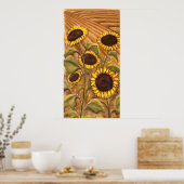 ひまわり絵画のカナダ風景美術プリント ポスター (キッチン)